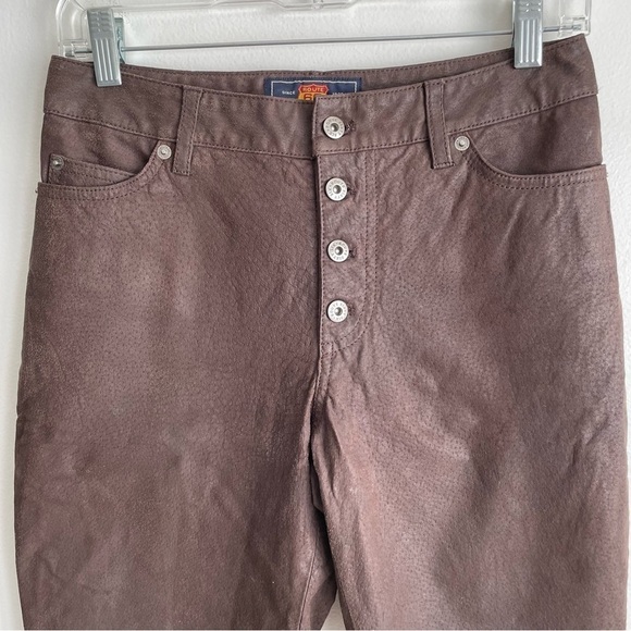 Vintage Route 66 Leather pants chocolate brown button fly y2k western bratz 26 - Picture 10 of 15